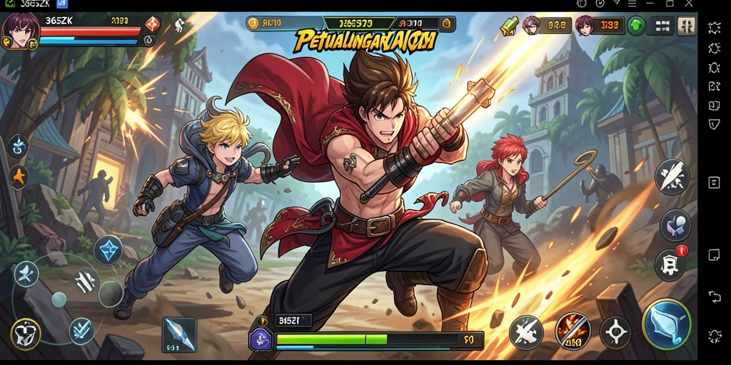 Tampilan gameplay 365ZK menawan dengan karakter anime yang penuh warna.