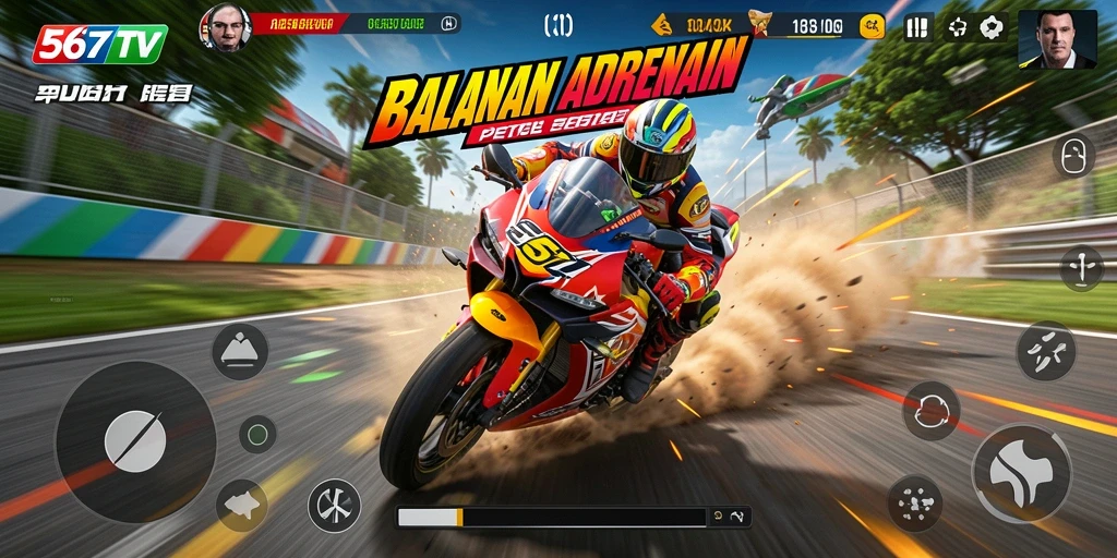 Tampilan utama 567TV menampilkan balapan motor yang seru dan menegangkan.