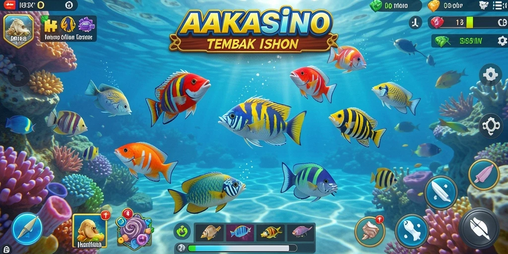 Screenshot game AAKASINO dengan aksi tembak ikan yang mendebarkan.