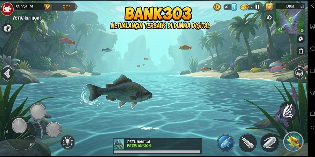 Screenshot BANK303 menampilkan aksi seru dari gameplay memancing.