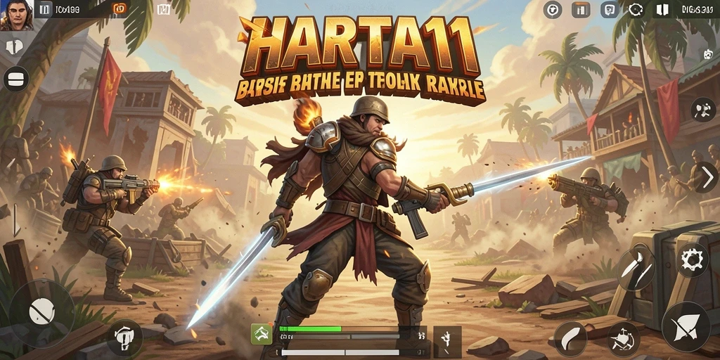 Screenshot gameplay HARTA11 menampilkan aksi seru Battle Royale.