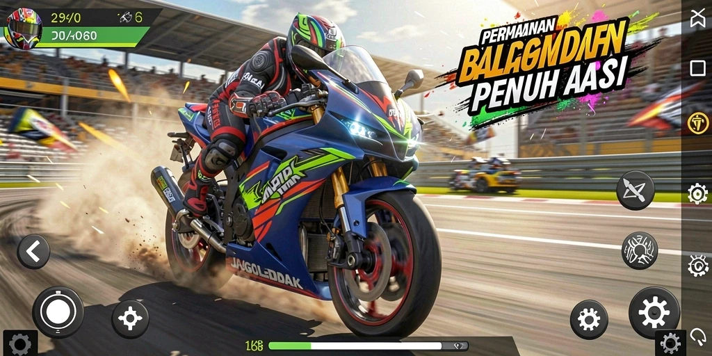 Tampilan aksi balap motor yang mendebarkan dalam JAGOLEDAK.