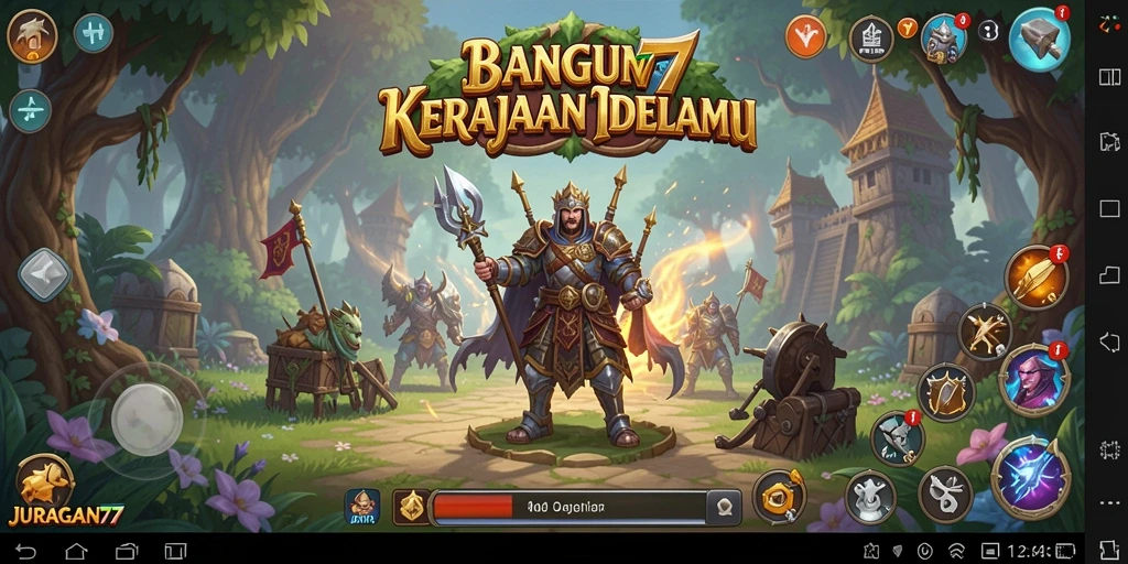 Screenshot gameplay JURAGAN77 yang menunjukkan aktivitas pembangunan kerajaan.