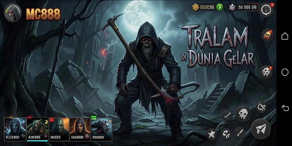 Screenshot gameplay MC888 dengan suasana menyeramkan dan efek grafis yang mengesankan.