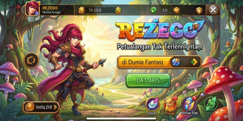Screenshot gameplay REZEGO yang menampilkan petualangan seru di dunia fantasi.