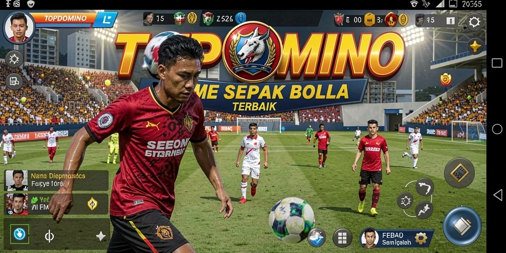 Tangkapan layar gameplay menarik dari TOPDOMINO dengan aksi sepak bola yang seru.